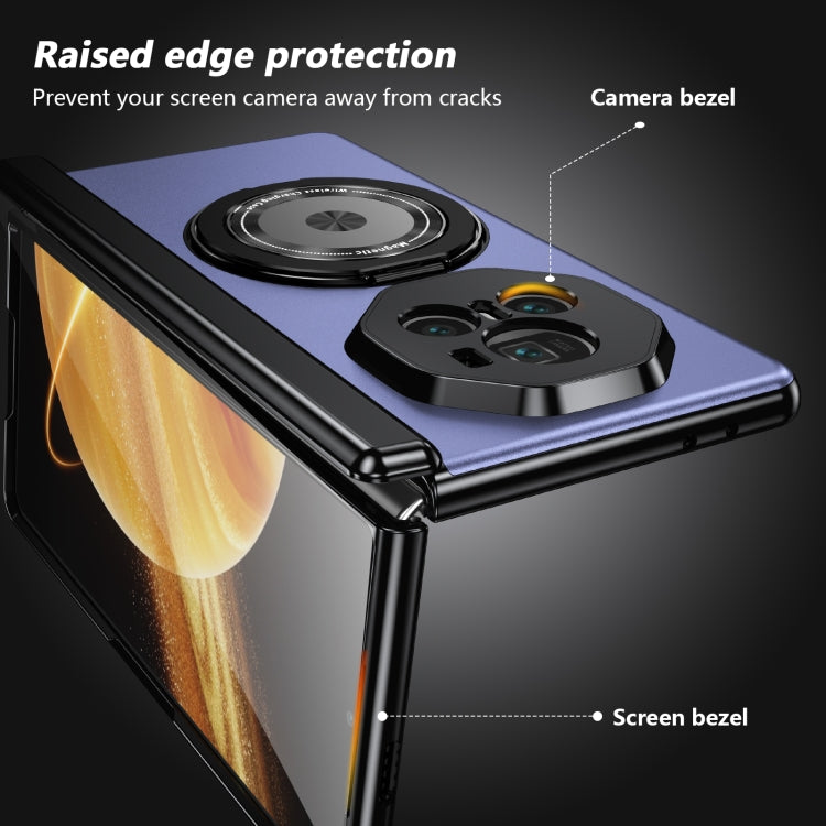 For Honor Magic V3 Gold Medal Rotating Folding Series Ring Holder Phone Case(Blue) - Honor Cases by buy2fix | Online Shopping UK | buy2fix