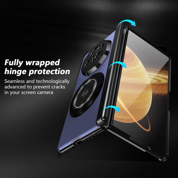 For Honor Magic V3 Gold Medal Rotating Folding Series Ring Holder Phone Case(Blue) - Honor Cases by buy2fix | Online Shopping UK | buy2fix