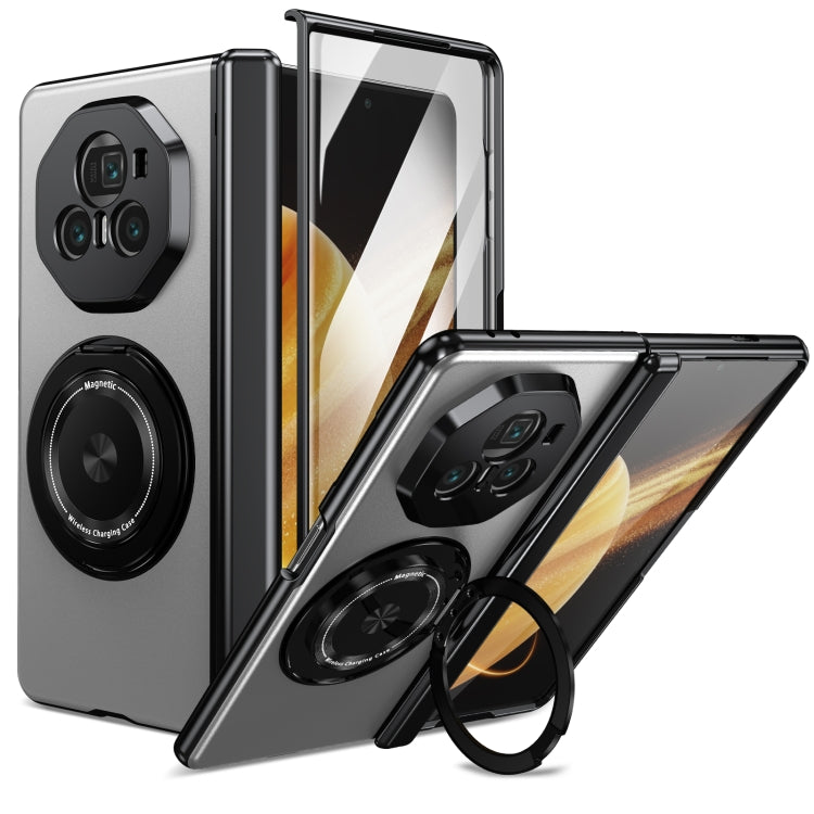 For Honor Magic V3 Gold Medal Rotating Folding Series Ring Holder Phone Case(Silver) - Honor Cases by buy2fix | Online Shopping UK | buy2fix