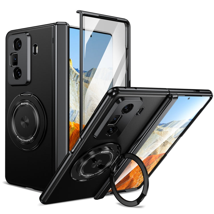 For Honor Magic Vs3 Gold Medal Rotating Folding Series Ring Holder Phone Case(Black) - Honor Cases by buy2fix | Online Shopping UK | buy2fix