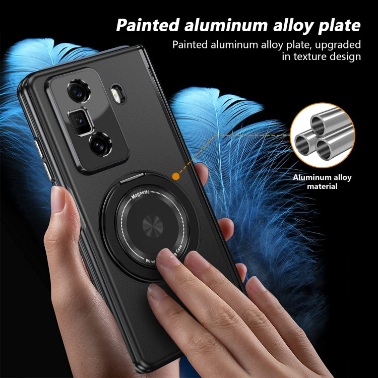 For Honor Magic Vs3 Gold Medal Rotating Folding Series Ring Holder Phone Case(Black) - Honor Cases by buy2fix | Online Shopping UK | buy2fix