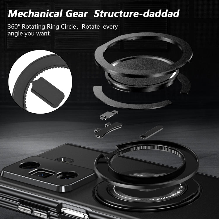 For Honor Magic Vs3 Gold Medal Rotating Folding Series Ring Holder Phone Case(Black) - Honor Cases by buy2fix | Online Shopping UK | buy2fix