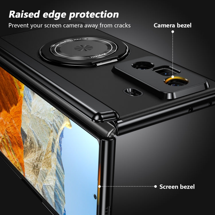 For Honor Magic Vs3 Gold Medal Rotating Folding Series Ring Holder Phone Case(Black) - Honor Cases by buy2fix | Online Shopping UK | buy2fix