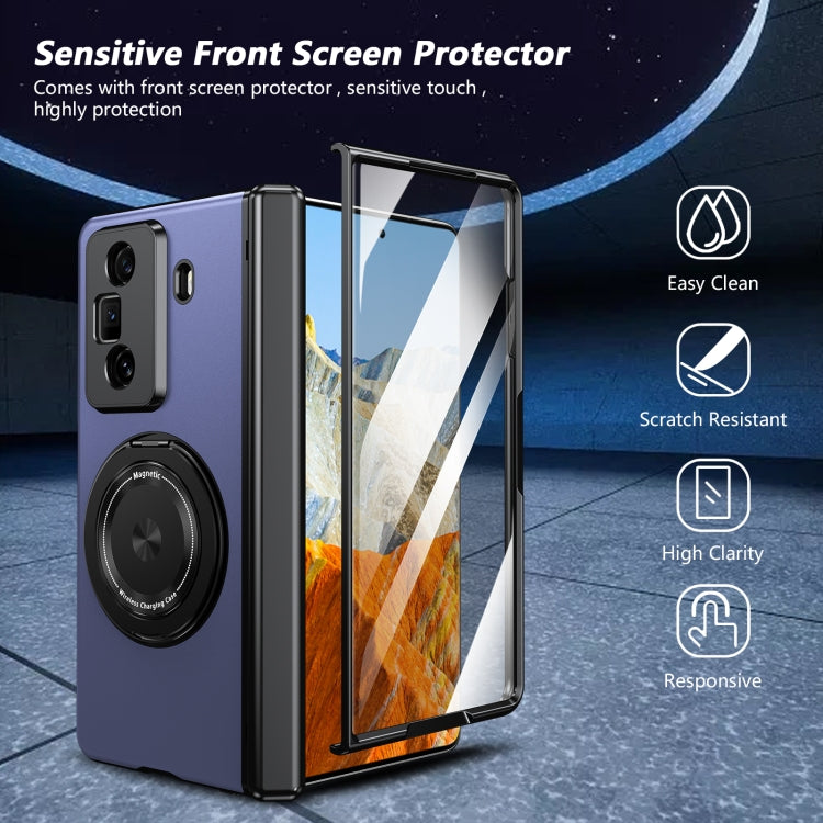 For Honor Magic Vs3 Gold Medal Rotating Folding Series Ring Holder Phone Case(Blue) - Honor Cases by buy2fix | Online Shopping UK | buy2fix