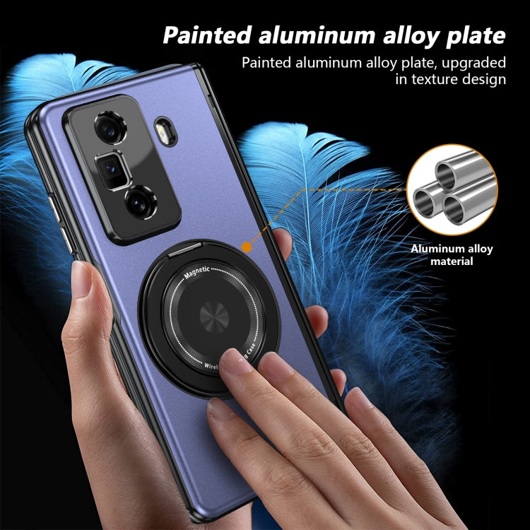 For Honor Magic Vs3 Gold Medal Rotating Folding Series Ring Holder Phone Case(Blue) - Honor Cases by buy2fix | Online Shopping UK | buy2fix