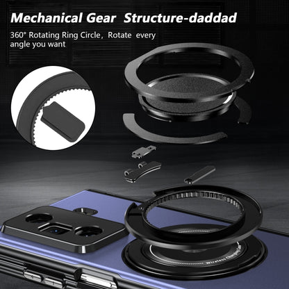 For Honor Magic Vs3 Gold Medal Rotating Folding Series Ring Holder Phone Case(Blue) - Honor Cases by buy2fix | Online Shopping UK | buy2fix