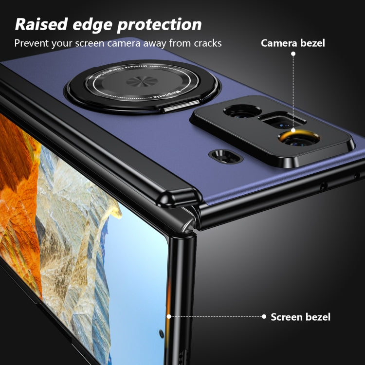 For Honor Magic Vs3 Gold Medal Rotating Folding Series Ring Holder Phone Case(Blue) - Honor Cases by buy2fix | Online Shopping UK | buy2fix