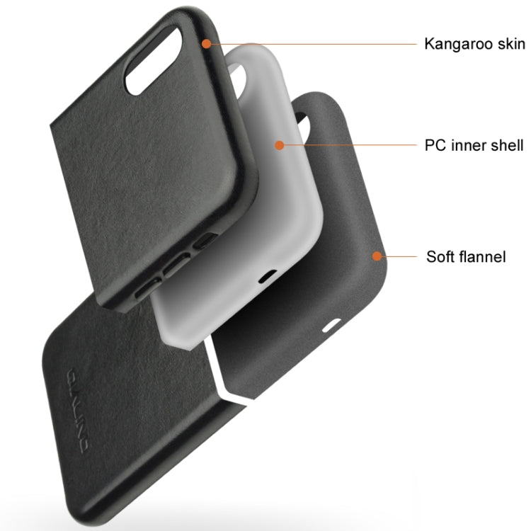 For iPhone X / XS QIALINO Shockproof Kangaroo Skin Leather Protective Case(Black) - More iPhone Cases by QIALINO | Online Shopping UK | buy2fix