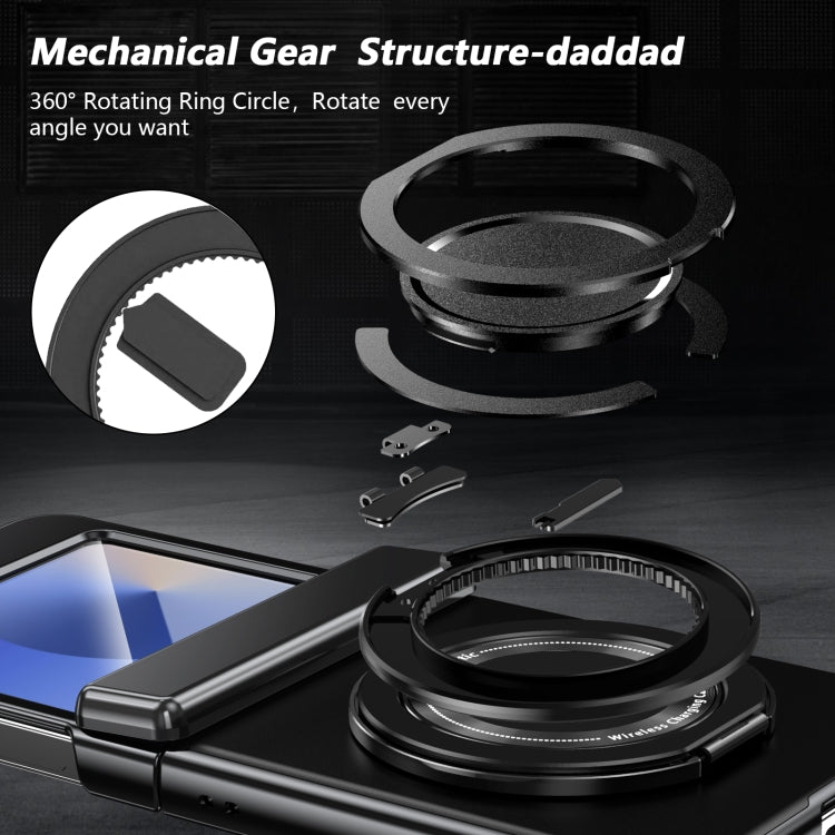For Samsung Galaxy Z Flip6 Gold Medal Rotating Folding Series Ring Holder Phone Case(Black) - Galaxy Z Flip6 5G Cases by buy2fix | Online Shopping UK | buy2fix