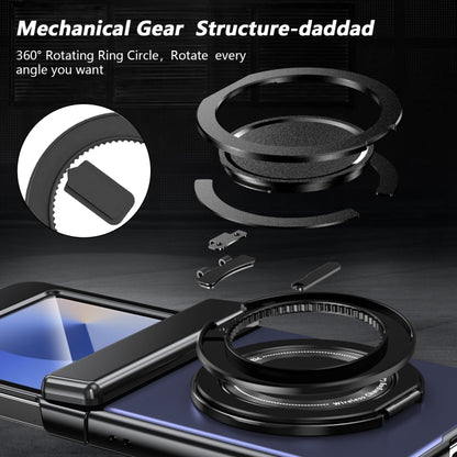 For Samsung Galaxy Z Flip6 Gold Medal Rotating Folding Series Ring Holder Phone Case(Blue) - Galaxy Z Flip6 5G Cases by buy2fix | Online Shopping UK | buy2fix