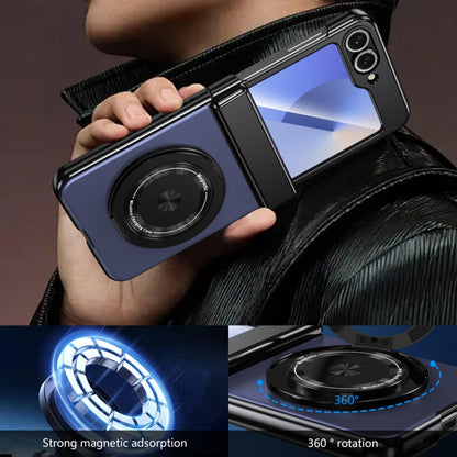 For Samsung Galaxy Z Flip6 Gold Medal Rotating Folding Series Ring Holder Phone Case(Blue) - Galaxy Z Flip6 5G Cases by buy2fix | Online Shopping UK | buy2fix