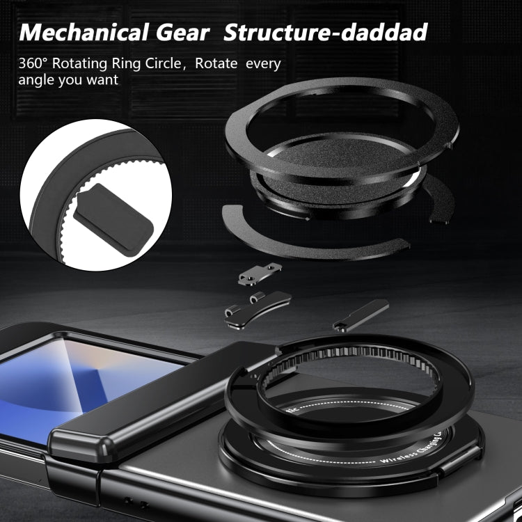 For Samsung Galaxy Z Flip6 Gold Medal Rotating Folding Series Ring Holder Phone Case(Silver) - Galaxy Z Flip6 5G Cases by buy2fix | Online Shopping UK | buy2fix