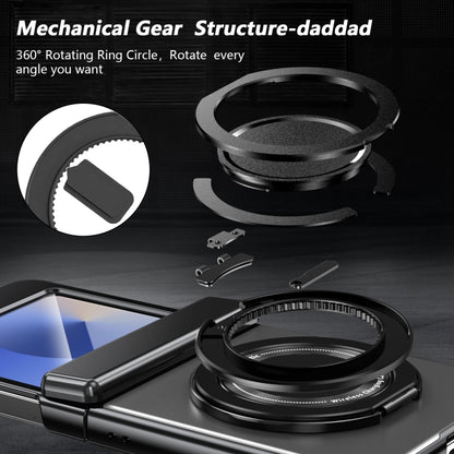 For Samsung Galaxy Z Flip6 Gold Medal Rotating Folding Series Ring Holder Phone Case(Silver) - Galaxy Z Flip6 5G Cases by buy2fix | Online Shopping UK | buy2fix