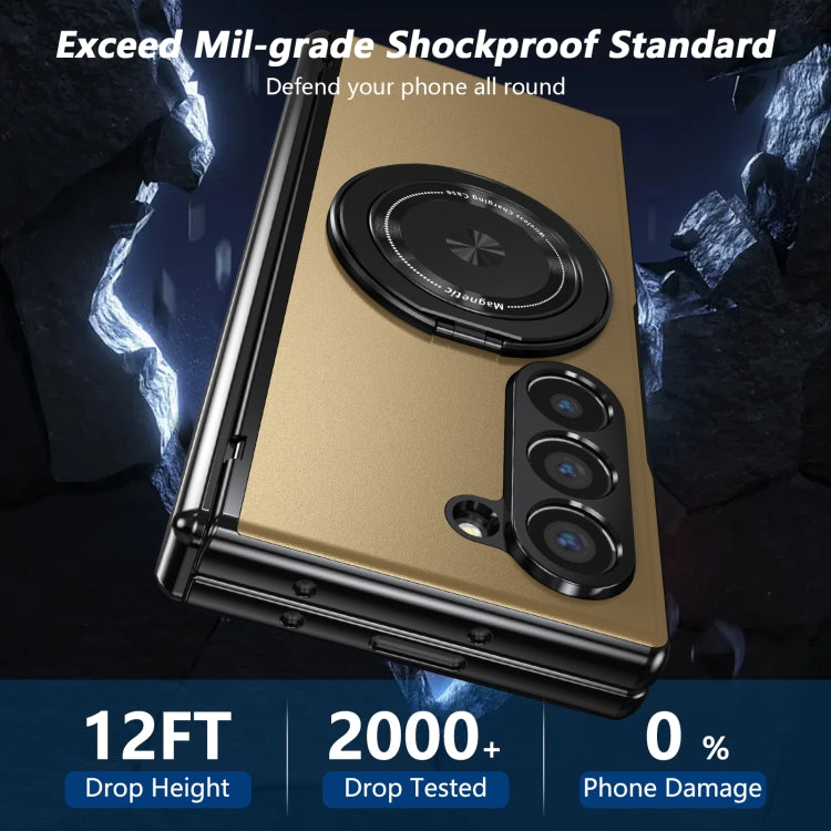 For Samsung Galaxy Z Fold6 Gold Medal Rotating Folding Series Ring Holder Phone Case(Gold) - Galaxy Z Fold6 5G Cases by buy2fix | Online Shopping UK | buy2fix