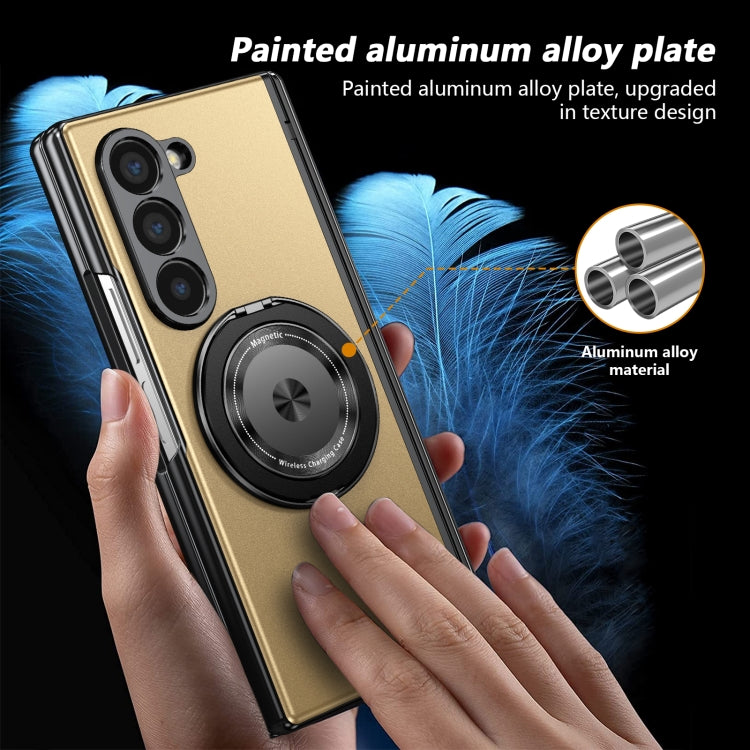 For Samsung Galaxy Z Fold6 Gold Medal Rotating Folding Series Ring Holder Phone Case(Gold) - Galaxy Z Fold6 5G Cases by buy2fix | Online Shopping UK | buy2fix