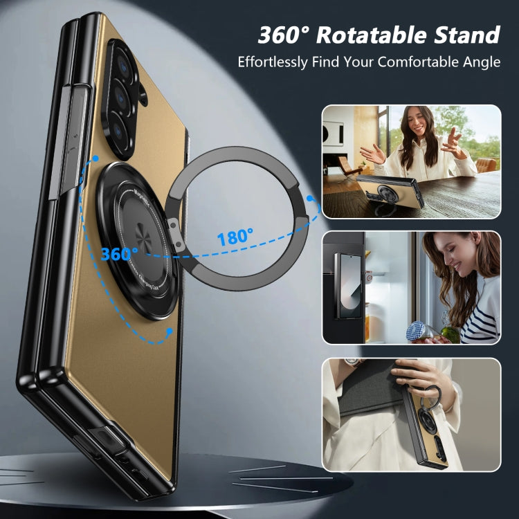 For Samsung Galaxy Z Fold6 Gold Medal Rotating Folding Series Ring Holder Phone Case(Gold) - Galaxy Z Fold6 5G Cases by buy2fix | Online Shopping UK | buy2fix