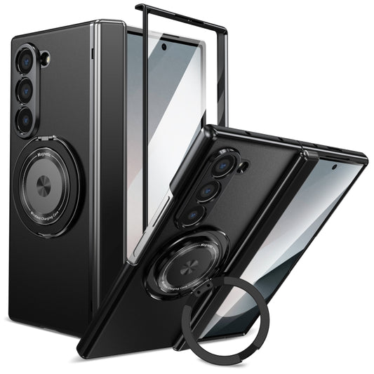 For Samsung Galaxy Z Fold6 Gold Medal Rotating Folding Series Ring Holder Phone Case(Black) - Galaxy Z Fold6 5G Cases by buy2fix | Online Shopping UK | buy2fix