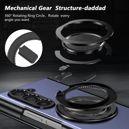 For Samsung Galaxy Z Fold6 Gold Medal Rotating Folding Series Ring Holder Phone Case(Blue) - Galaxy Z Fold6 5G Cases by buy2fix | Online Shopping UK | buy2fix