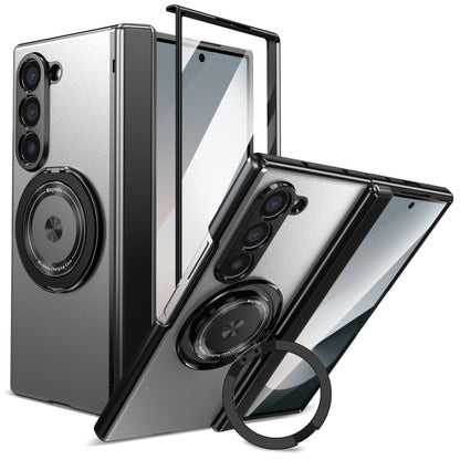 For Samsung Galaxy Z Fold6 Gold Medal Rotating Folding Series Ring Holder Phone Case(Silver) - Galaxy Z Fold6 5G Cases by buy2fix | Online Shopping UK | buy2fix