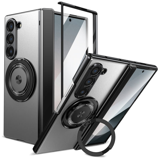 For Samsung Galaxy Z Fold6 Gold Medal Rotating Folding Series Ring Holder Phone Case(Silver) - Galaxy Z Fold6 5G Cases by buy2fix | Online Shopping UK | buy2fix