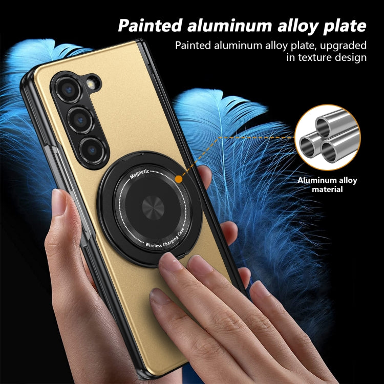 For Samsung Galaxy Z Fold5 Gold Medal Rotating Folding Series Ring Holder Phone Case(Gold) - Galaxy Z Fold5 Cases by buy2fix | Online Shopping UK | buy2fix