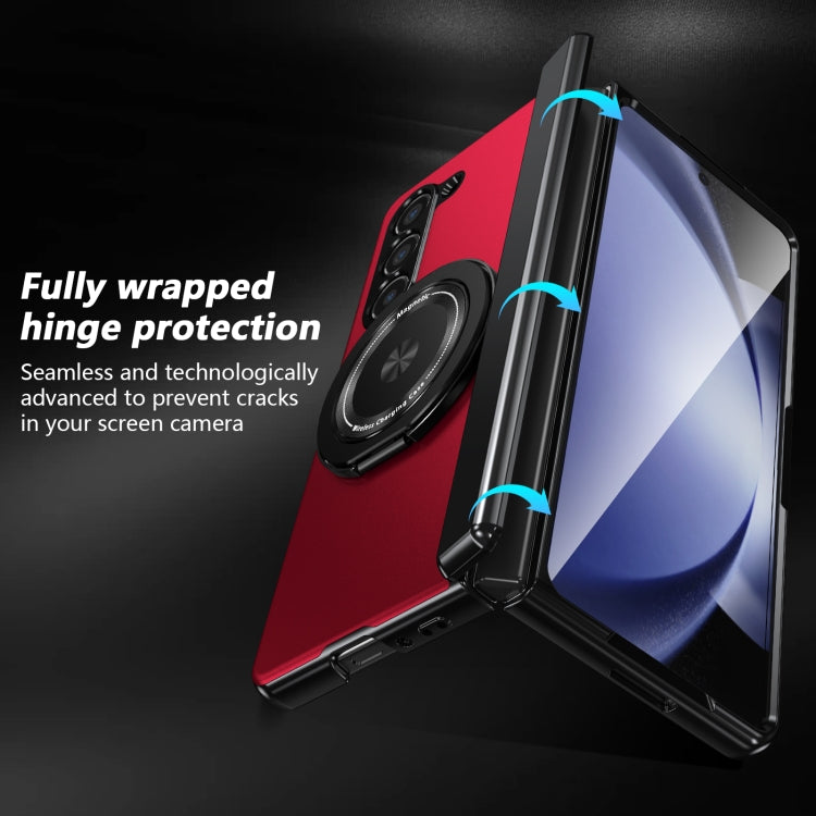 For Samsung Galaxy Z Fold5 Gold Medal Rotating Folding Series Ring Holder Phone Case(Red) - Galaxy Z Fold5 Cases by buy2fix | Online Shopping UK | buy2fix