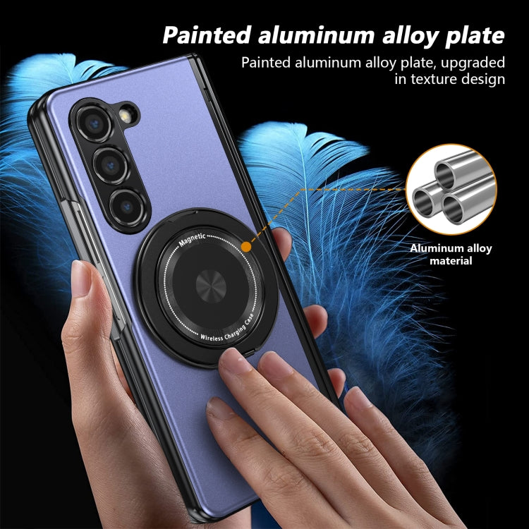 For Samsung Galaxy Z Fold5 Gold Medal Rotating Folding Series Ring Holder Phone Case(Blue) - Galaxy Z Fold5 Cases by buy2fix | Online Shopping UK | buy2fix