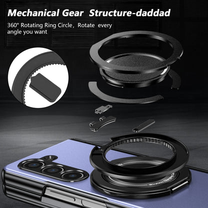 For Samsung Galaxy Z Fold5 Gold Medal Rotating Folding Series Ring Holder Phone Case(Blue) - Galaxy Z Fold5 Cases by buy2fix | Online Shopping UK | buy2fix