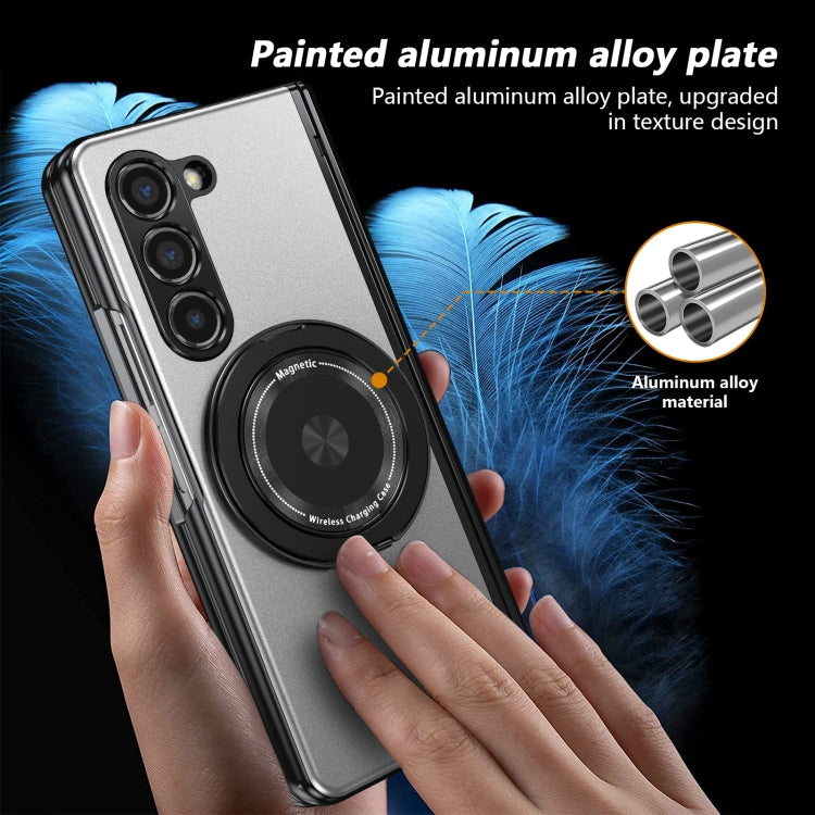 For Samsung Galaxy Z Fold5 Gold Medal Rotating Folding Series Ring Holder Phone Case(Silver) - Galaxy Z Fold5 Cases by buy2fix | Online Shopping UK | buy2fix