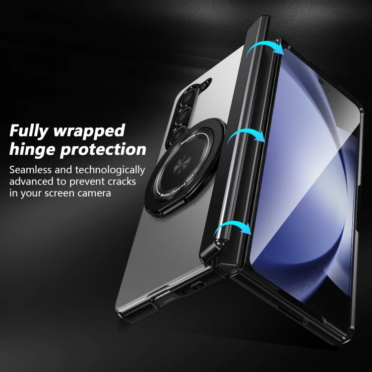 For Samsung Galaxy Z Fold5 Gold Medal Rotating Folding Series Ring Holder Phone Case(Silver) - Galaxy Z Fold5 Cases by buy2fix | Online Shopping UK | buy2fix