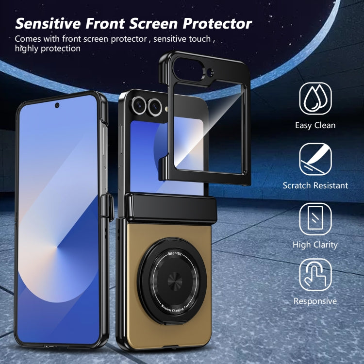 For Samsung Galaxy Z Flip5 Gold Medal Rotating Folding Series Ring Holder Phone Case(Gold) - Galaxy Z Flip5 Cases by buy2fix | Online Shopping UK | buy2fix