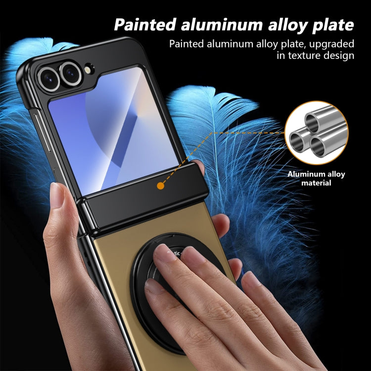 For Samsung Galaxy Z Flip5 Gold Medal Rotating Folding Series Ring Holder Phone Case(Gold) - Galaxy Z Flip5 Cases by buy2fix | Online Shopping UK | buy2fix