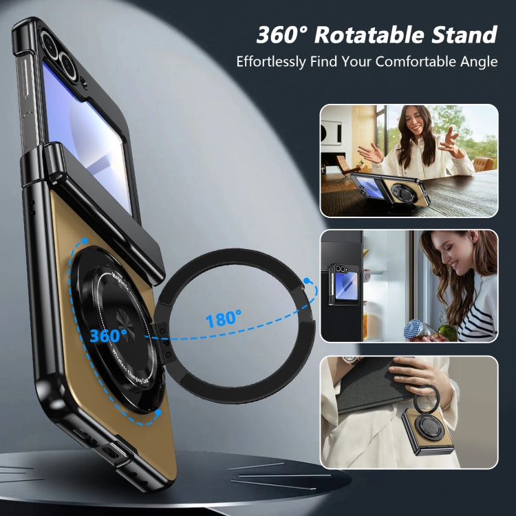 For Samsung Galaxy Z Flip5 Gold Medal Rotating Folding Series Ring Holder Phone Case(Gold) - Galaxy Z Flip5 Cases by buy2fix | Online Shopping UK | buy2fix