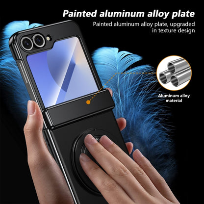 For Samsung Galaxy Z Flip5 Gold Medal Rotating Folding Series Ring Holder Phone Case(Black) - Galaxy Z Flip5 Cases by buy2fix | Online Shopping UK | buy2fix