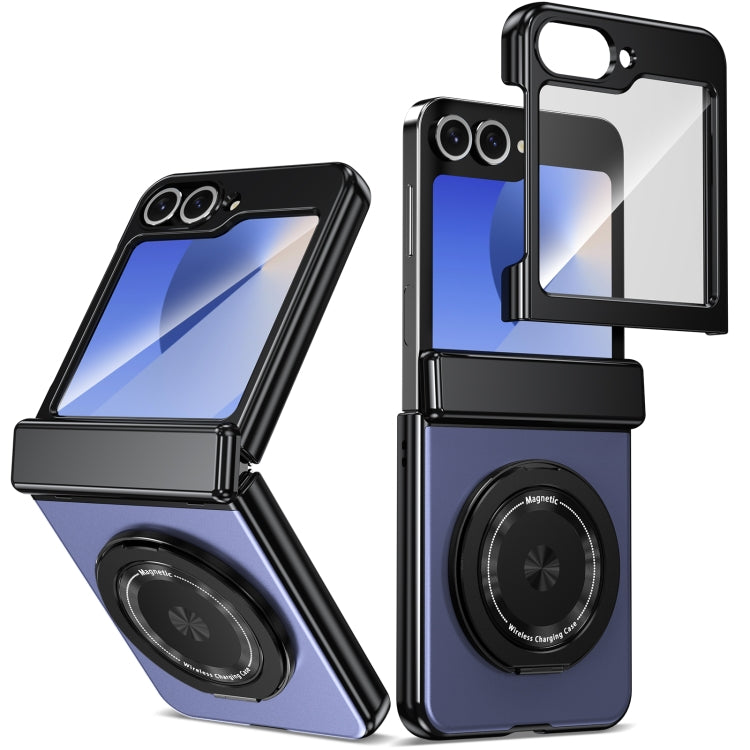 For Samsung Galaxy Z Flip5 Gold Medal Rotating Folding Series Ring Holder Phone Case(Blue) - Galaxy Z Flip5 Cases by buy2fix | Online Shopping UK | buy2fix