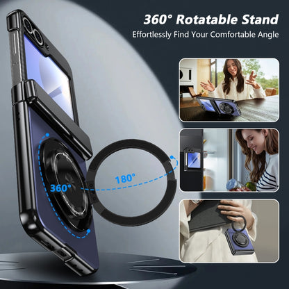 For Samsung Galaxy Z Flip5 Gold Medal Rotating Folding Series Ring Holder Phone Case(Blue) - Galaxy Z Flip5 Cases by buy2fix | Online Shopping UK | buy2fix