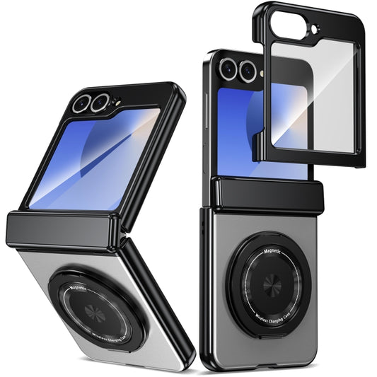 For Samsung Galaxy Z Flip5 Gold Medal Rotating Folding Series Ring Holder Phone Case(Silver) - Galaxy Z Flip5 Cases by buy2fix | Online Shopping UK | buy2fix