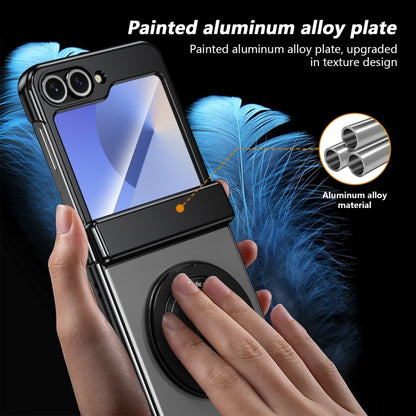 For Samsung Galaxy Z Flip5 Gold Medal Rotating Folding Series Ring Holder Phone Case(Silver) - Galaxy Z Flip5 Cases by buy2fix | Online Shopping UK | buy2fix