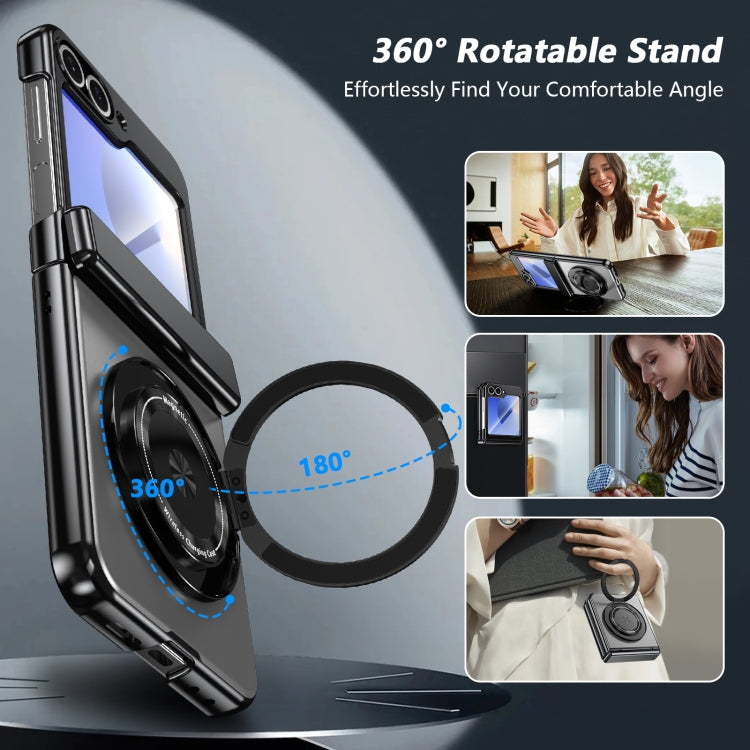For Samsung Galaxy Z Flip5 Gold Medal Rotating Folding Series Ring Holder Phone Case(Silver) - Galaxy Z Flip5 Cases by buy2fix | Online Shopping UK | buy2fix