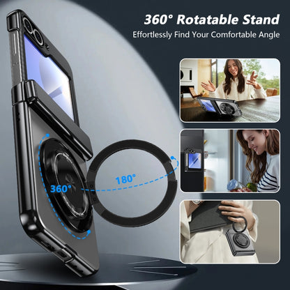 For Samsung Galaxy Z Flip5 Gold Medal Rotating Folding Series Ring Holder Phone Case(Silver) - Galaxy Z Flip5 Cases by buy2fix | Online Shopping UK | buy2fix