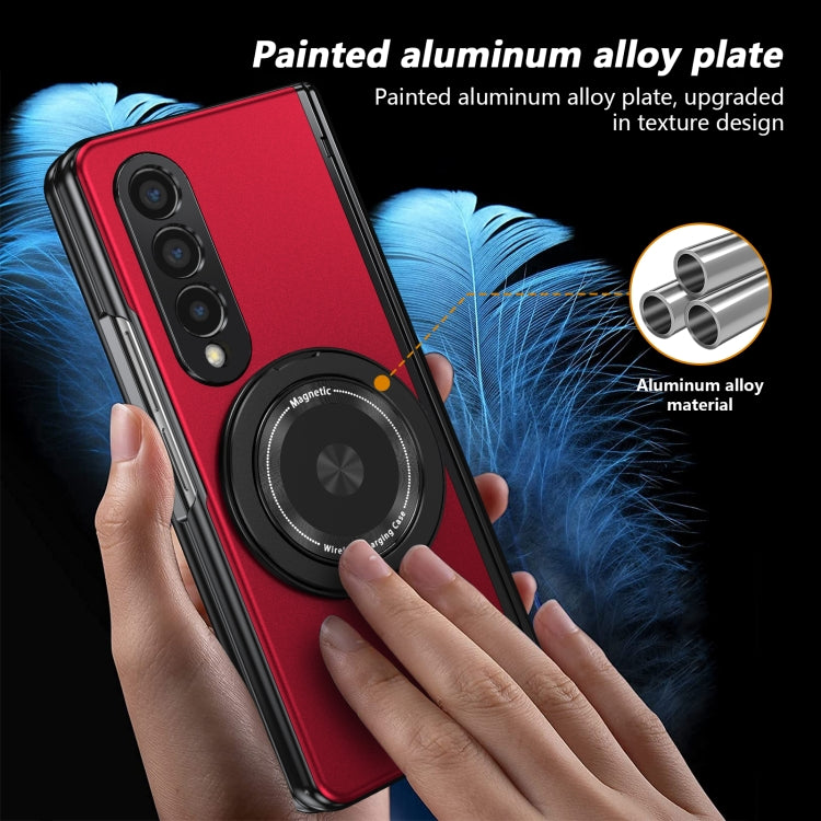 For Samsung Galaxy Z Fold4 Gold Medal Rotating Folding Series Ring Holder Phone Case(Red) - Galaxy Z Fold4 5G Cases by buy2fix | Online Shopping UK | buy2fix