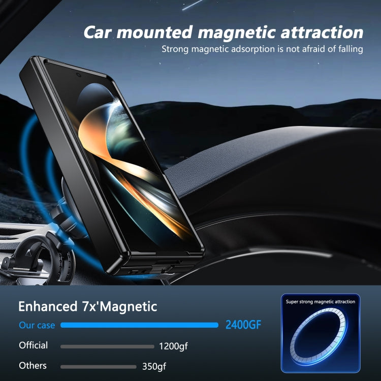 For Samsung Galaxy Z Fold4 Gold Medal Rotating Folding Series Ring Holder Phone Case(Blue) - Galaxy Z Fold4 5G Cases by buy2fix | Online Shopping UK | buy2fix