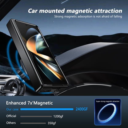 For Samsung Galaxy Z Fold4 Gold Medal Rotating Folding Series Ring Holder Phone Case(Silver) - Galaxy Z Fold4 5G Cases by buy2fix | Online Shopping UK | buy2fix