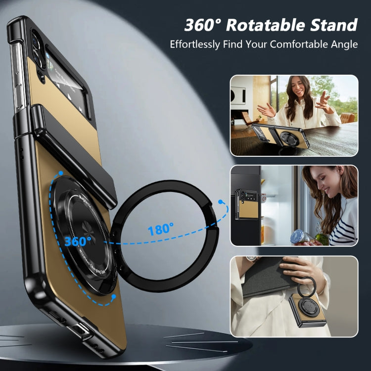 For Samsung Galaxy Z Flip4 Gold Medal Rotating Folding Series Ring Holder Phone Case(Gold) - Galaxy Z Flip4 5G Cases by buy2fix | Online Shopping UK | buy2fix