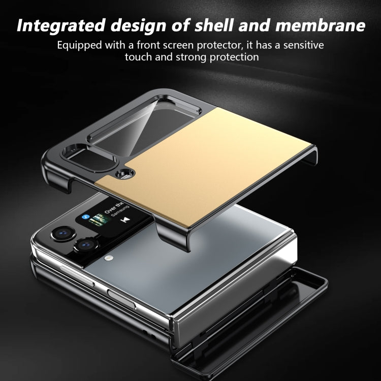 For Samsung Galaxy Z Flip4 Gold Medal Rotating Folding Series Ring Holder Phone Case(Gold) - Galaxy Z Flip4 5G Cases by buy2fix | Online Shopping UK | buy2fix
