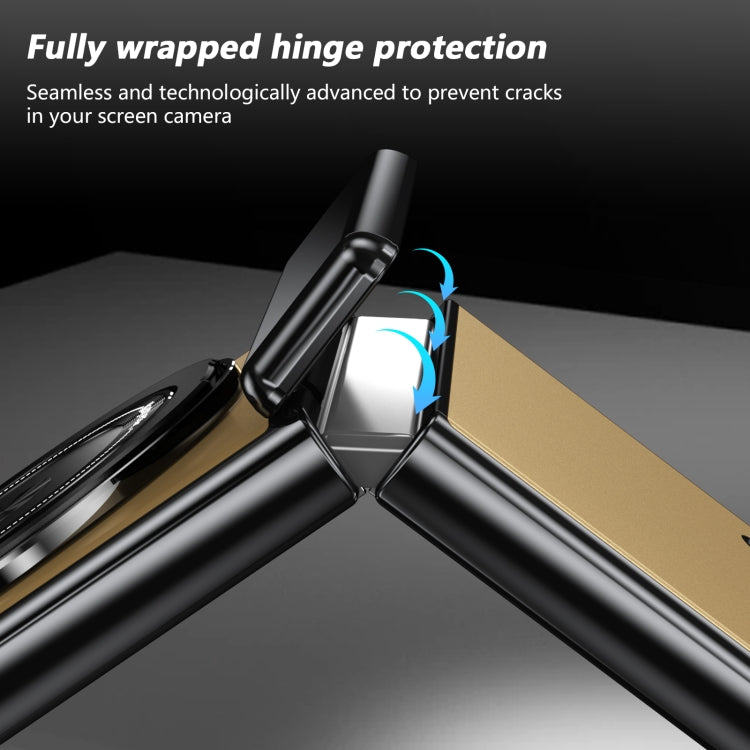 For Samsung Galaxy Z Flip4 Gold Medal Rotating Folding Series Ring Holder Phone Case(Gold) - Galaxy Z Flip4 5G Cases by buy2fix | Online Shopping UK | buy2fix