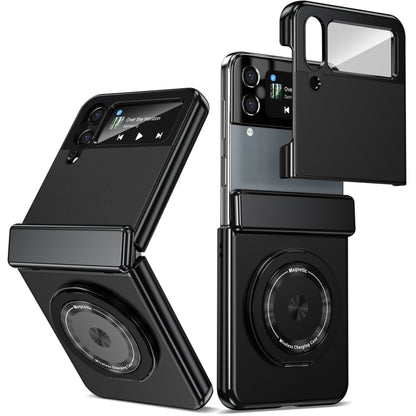 For Samsung Galaxy Z Flip4 Gold Medal Rotating Folding Series Ring Holder Phone Case(Black) - Galaxy Z Flip4 5G Cases by buy2fix | Online Shopping UK | buy2fix