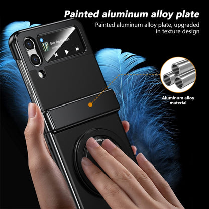 For Samsung Galaxy Z Flip4 Gold Medal Rotating Folding Series Ring Holder Phone Case(Black) - Galaxy Z Flip4 5G Cases by buy2fix | Online Shopping UK | buy2fix