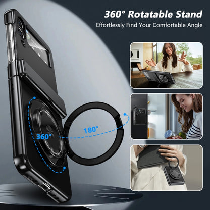 For Samsung Galaxy Z Flip4 Gold Medal Rotating Folding Series Ring Holder Phone Case(Black) - Galaxy Z Flip4 5G Cases by buy2fix | Online Shopping UK | buy2fix
