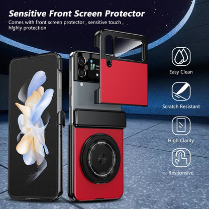 For Samsung Galaxy Z Flip4 Gold Medal Rotating Folding Series Ring Holder Phone Case(Red) - Galaxy Z Flip4 5G Cases by buy2fix | Online Shopping UK | buy2fix
